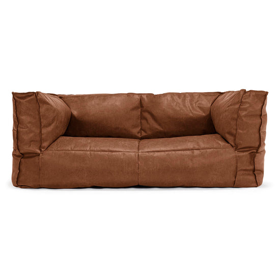 Canapé Pouf Albert 2 places - Cuir Vintage Camel 01