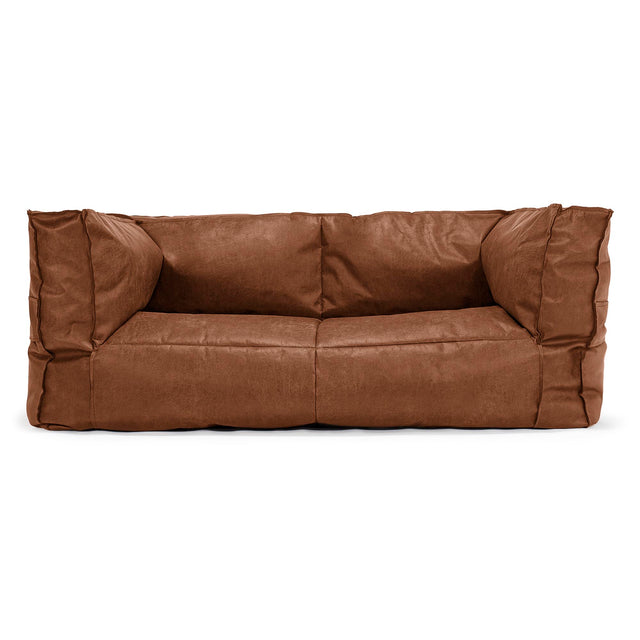 Canapé Pouf Albert 2 places - Cuir Vintage Camel 01