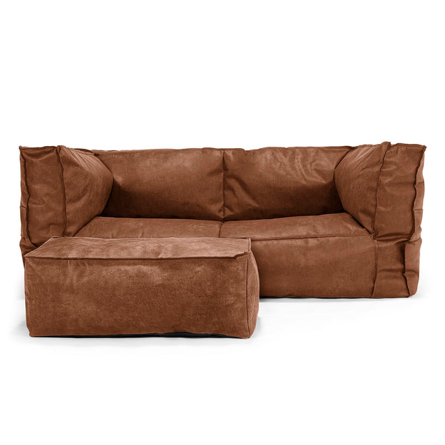 Canapé Pouf Albert 2 places - Cuir Vintage Camel 02