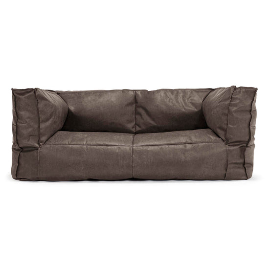 Canapé Pouf Albert 2 places - Cuir Vintage Gris Ardoise 01