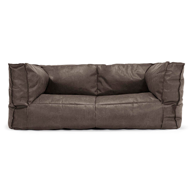 Canapé Pouf Albert 2 places - Cuir Vintage Gris Ardoise 01