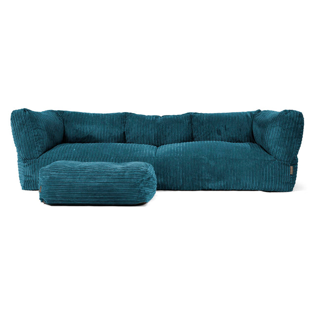 Canapé Pouf Albert 3 places - Côtelé Bleu Canard 02