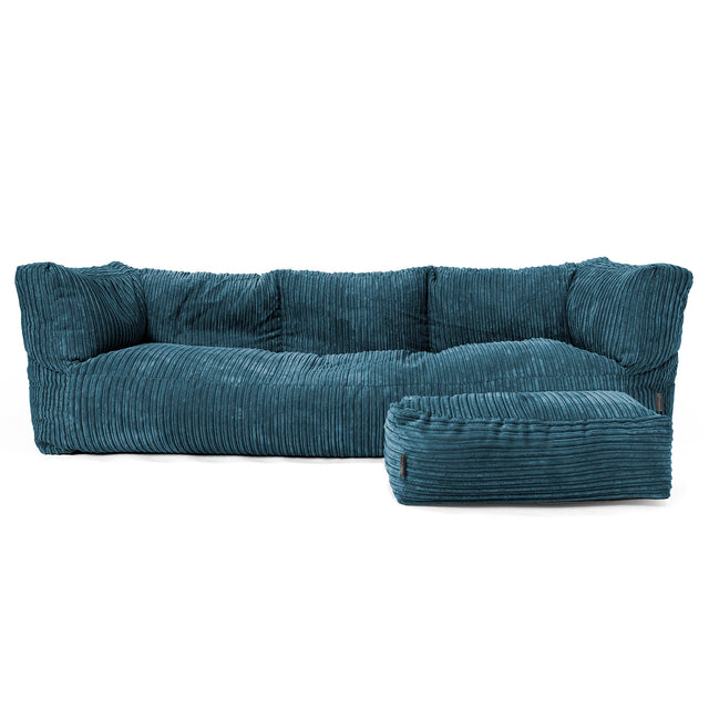 Canapé Pouf Albert 3 places - Côtelé Bleu Marine 02