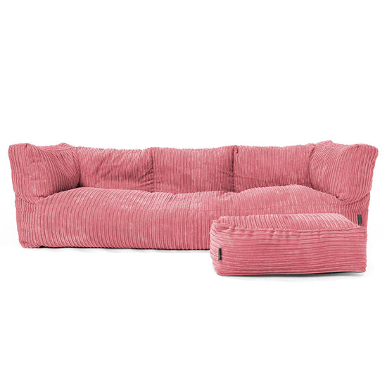 Canapé Pouf Albert 3 places - Côtelé Corail 02