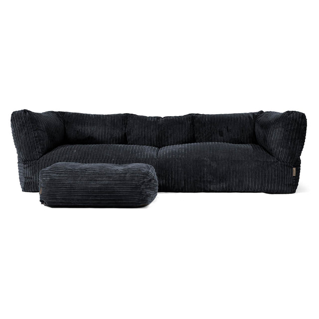 Canapé Pouf Albert 3 places - Côtelé Noir 02