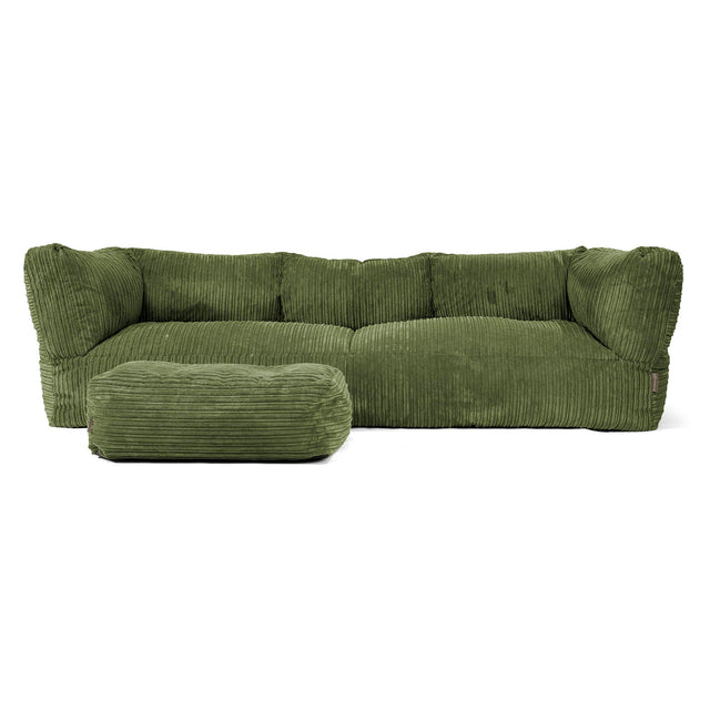 Canapé Pouf Albert 3 places - Côtelé Vert Forêt 02