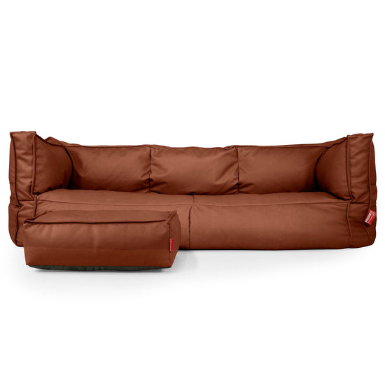 Canapé Pouf Albert 3 places - Cuir Végan Marron 02