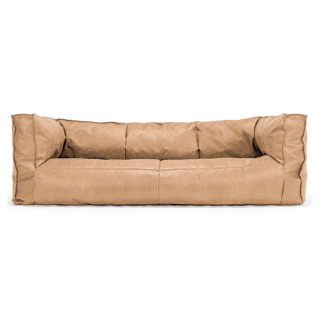 Canapé Pouf Albert 3 places - Cuir Vintage Marron Clair 01