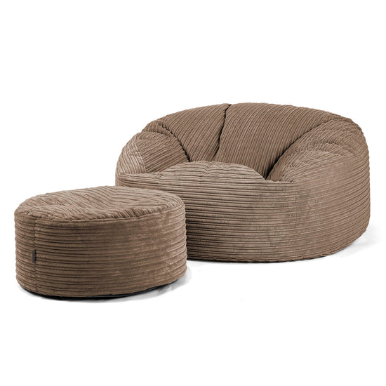Canapé Pouf Géant Mammouth - Côtelé Moka 04