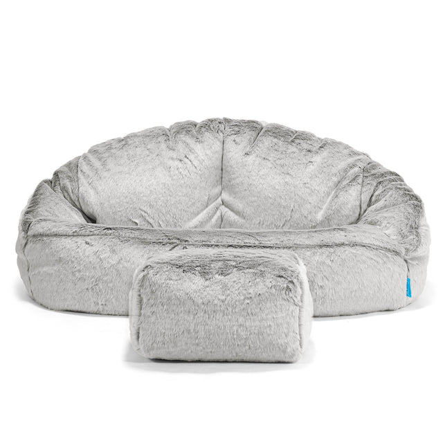 Pouf Canapé Bubble pour Enfants - Fausse Fourrure Lapin Gris clair 02