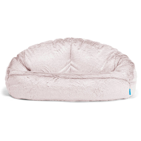 Pouf Canapé Bubble pour Enfants - Fausse Fourrure Lapin Rose Pastel 01