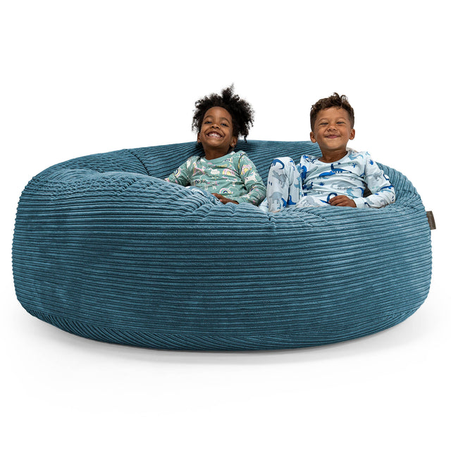 Pouf Géant pour Enfants de Taille Familiale 2-14 ans - Côtelé Bleu Marine 01