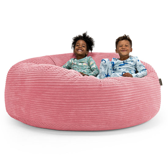 Pouf Géant pour Enfants de Taille Familiale 2-14 ans - Côtelé Corail 01