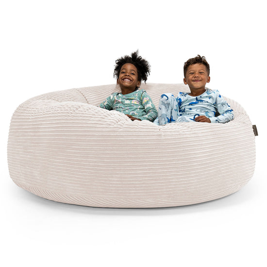 Pouf Géant pour Enfants de Taille Familiale 2-14 ans - Côtelé Ivoire 01