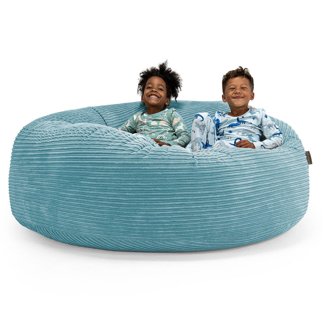 Pouf Géant pour Enfants de Taille Familiale 2-14 ans - Côtelé Mer Égée 01