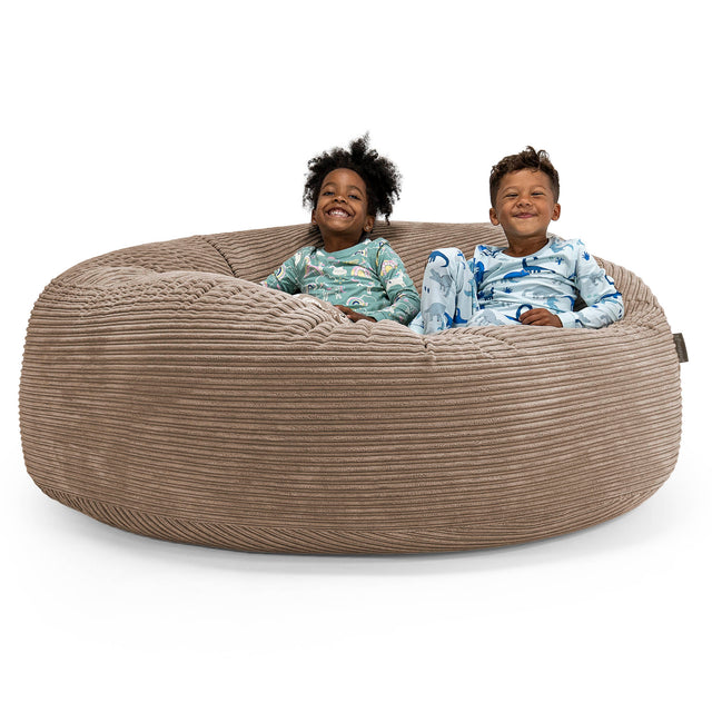Pouf Géant pour Enfants de Taille Familiale 2-14 ans - Côtelé Moka 01