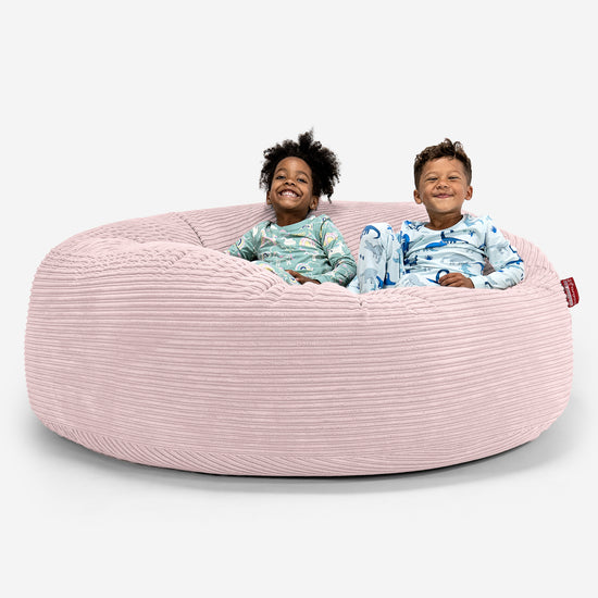 Pouf Géant pour Enfants de Taille Familiale 2-14 ans - Côtelé Rose 01