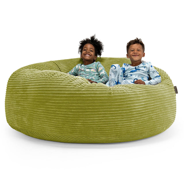 Pouf Géant pour Enfants de Taille Familiale 2-14 ans - Côtelé Vert Acide 01