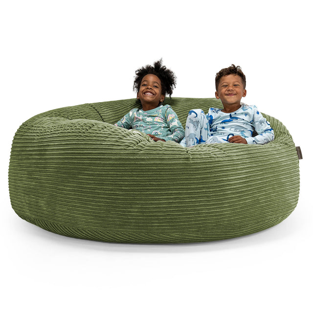 Pouf Géant pour Enfants de Taille Familiale 2-14 ans - Côtelé Vert Forêt 01