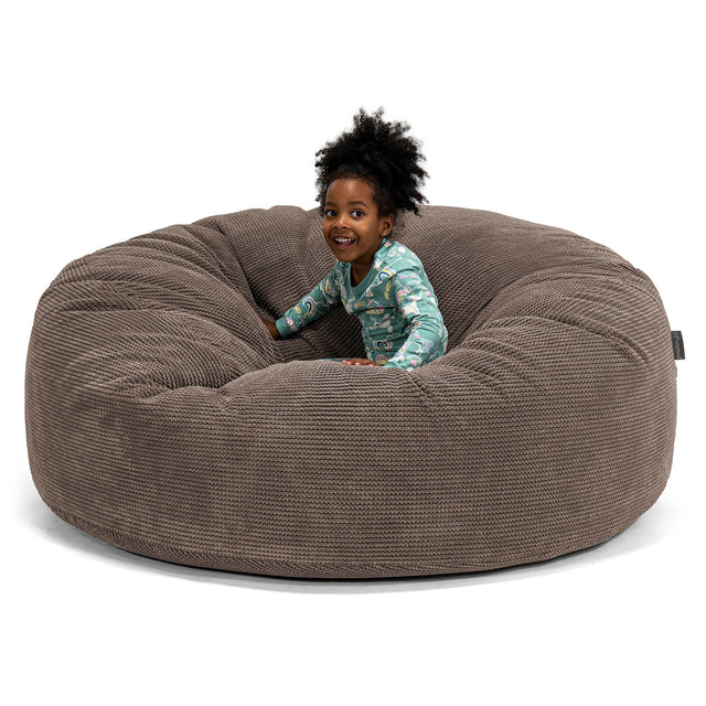Pouf Géant pour Enfants de Taille Familiale 2-14 ans - Pompon Chocolat 01