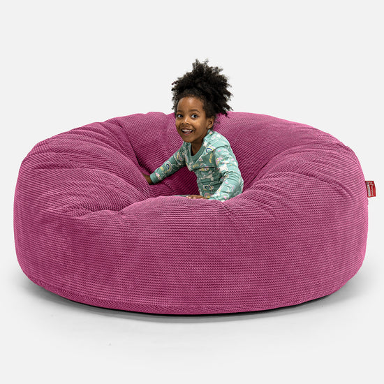 Pouf Géant pour Enfants de Taille Familiale 2-14 ans - Pompon Rose 01