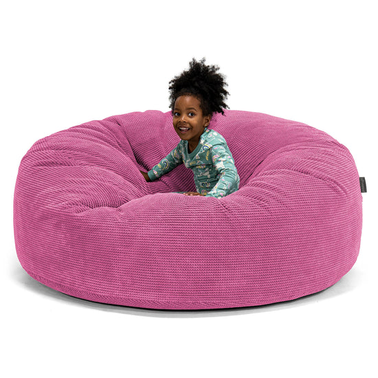 Pouf Géant pour Enfants de Taille Familiale 2-14 ans - Pompon Rose 01