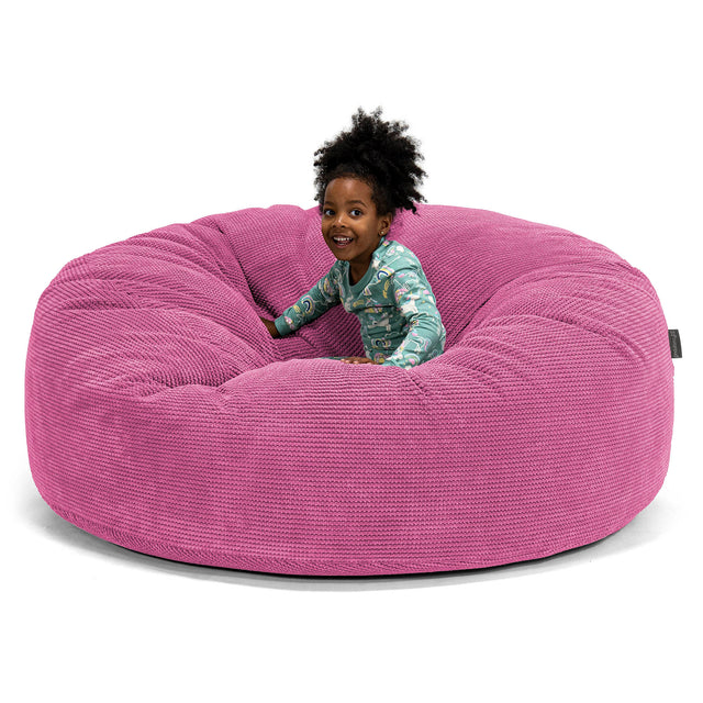 Pouf Géant pour Enfants de Taille Familiale 2-14 ans - Pompon Rose 01