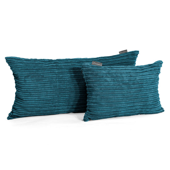 Coussin Rectangulaire Géant 40 x 80cm - Côtelé Bleu Canard 03