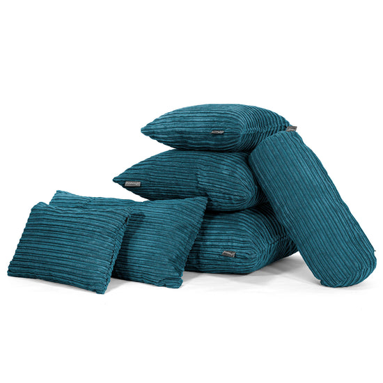 Coussin Rectangulaire Géant 40 x 80cm - Côtelé Bleu Canard 04