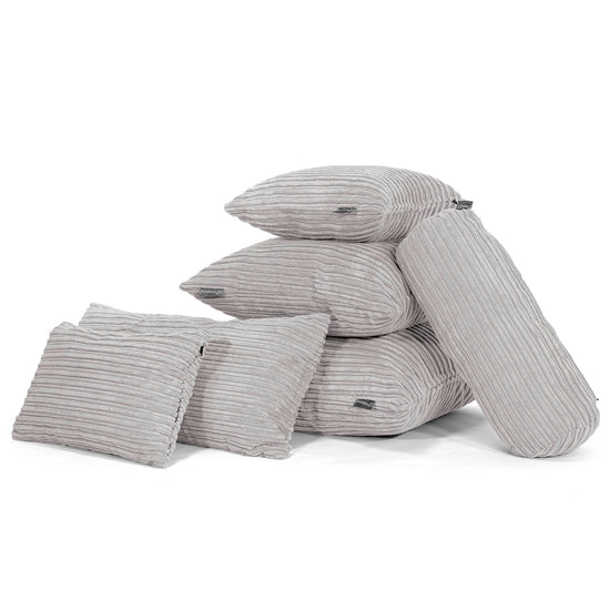 Coussin Rectangulaire Géant 40 x 80cm - Côtelé Gris Argent 04