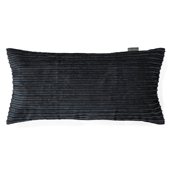Coussin Rectangulaire Géant 40 x 80cm - Côtelé Noir 01