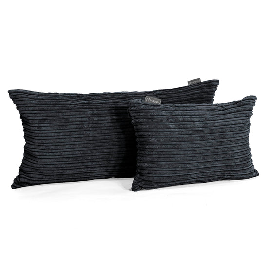 Coussin Rectangulaire Géant 40 x 80cm - Côtelé Noir 03