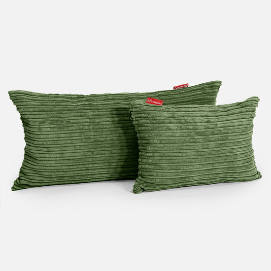 Coussin Rectangulaire Géant 40 x 80cm - Côtelé Vert Forêt 03
