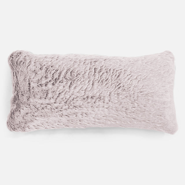 Coussin Rectangulaire Géant 40 x 80cm - Fausse Fourrure Lapin Rose Pastel 01