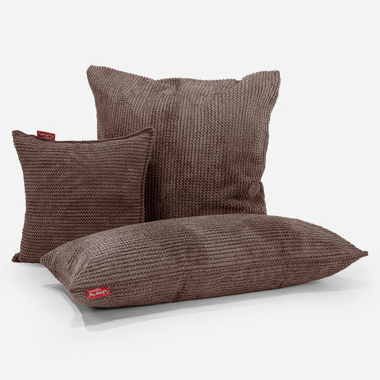 Coussin Rectangulaire Géant 40 x 80cm - Pompon Chocolat 03