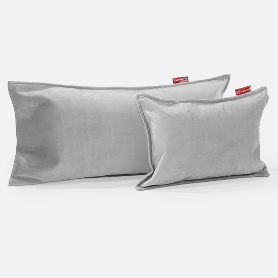 Coussin Rectangulaire Géant 40 x 80cm - Velours Argent 03