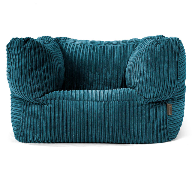 Albert Pouf Fauteuil Design - Côtelé Bleu Canard 01