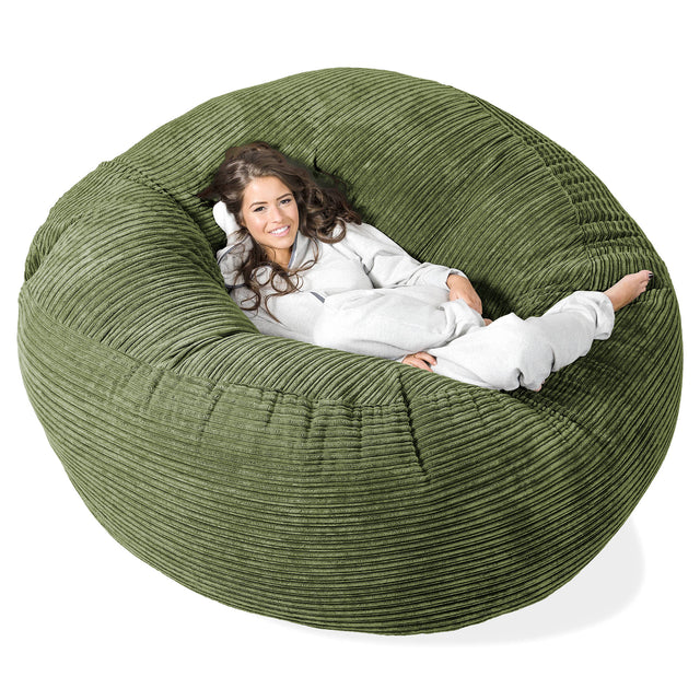 Canapé Pouf Géant Grande Mammouth - Côtelé Vert Forêt 01