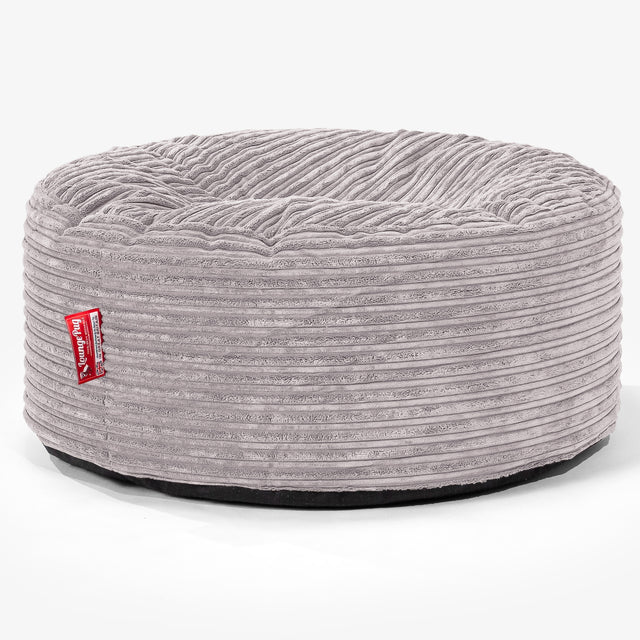 Pouf Design Rond - Côtelé Gris Argent 01