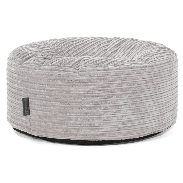 Pouf Design Rond - Côtelé Gris Argent 01