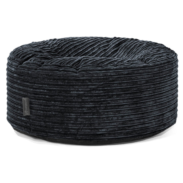 Pouf Design Rond - Côtelé Noir 01