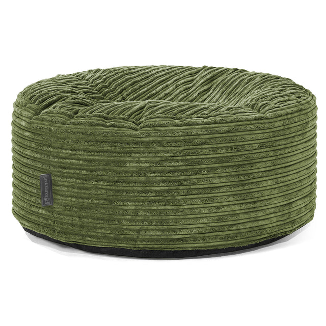 Pouf Design Rond - Côtelé Vert Forêt 01