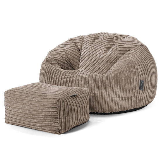 Pouf Poire Classique - Côtelé Grège 02