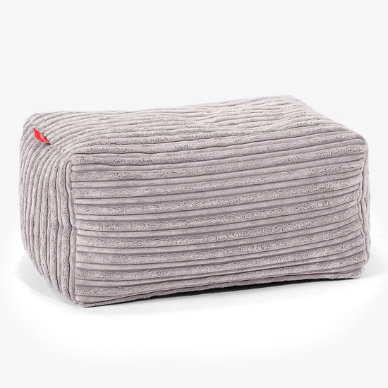 Pouf Repose Pied - Côtelé Gris Argent 01