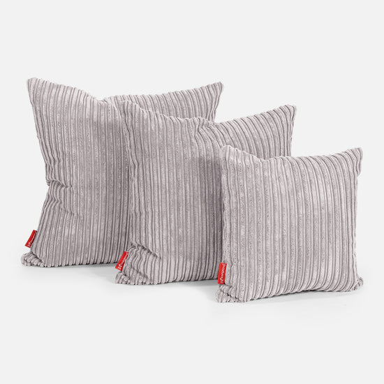 Housse de Coussin 47 x 47cm - Côtelé Gris Argent 02
