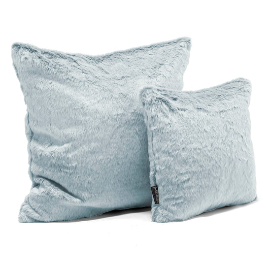 Coussin 47 x 47cm - Fausse Fourrure Lapin Bleu Pastel 02