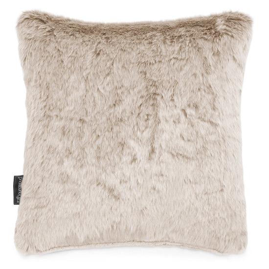 Coussin 47 x 47cm - Fausse Fourrure Lapin Brun Doré 01