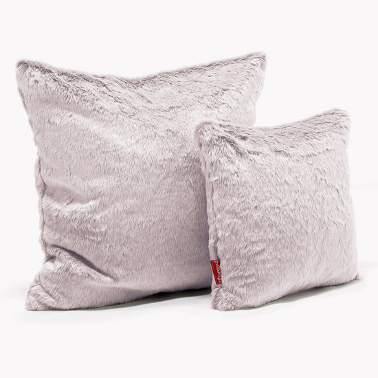 Coussin 47 x 47cm - Fausse Fourrure Lapin Rose Pastel 02