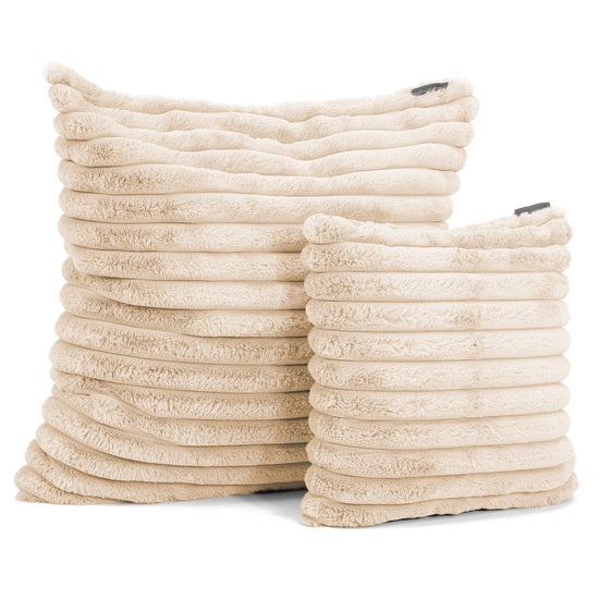 Housse de Coussin 47 x 47cm - Velours Côtelé Ultra Pelucheux Crème 02