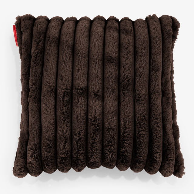 Housse de Coussin 47 x 47cm - Velours Côtelé Ultra Pelucheux Marron Meuse 01